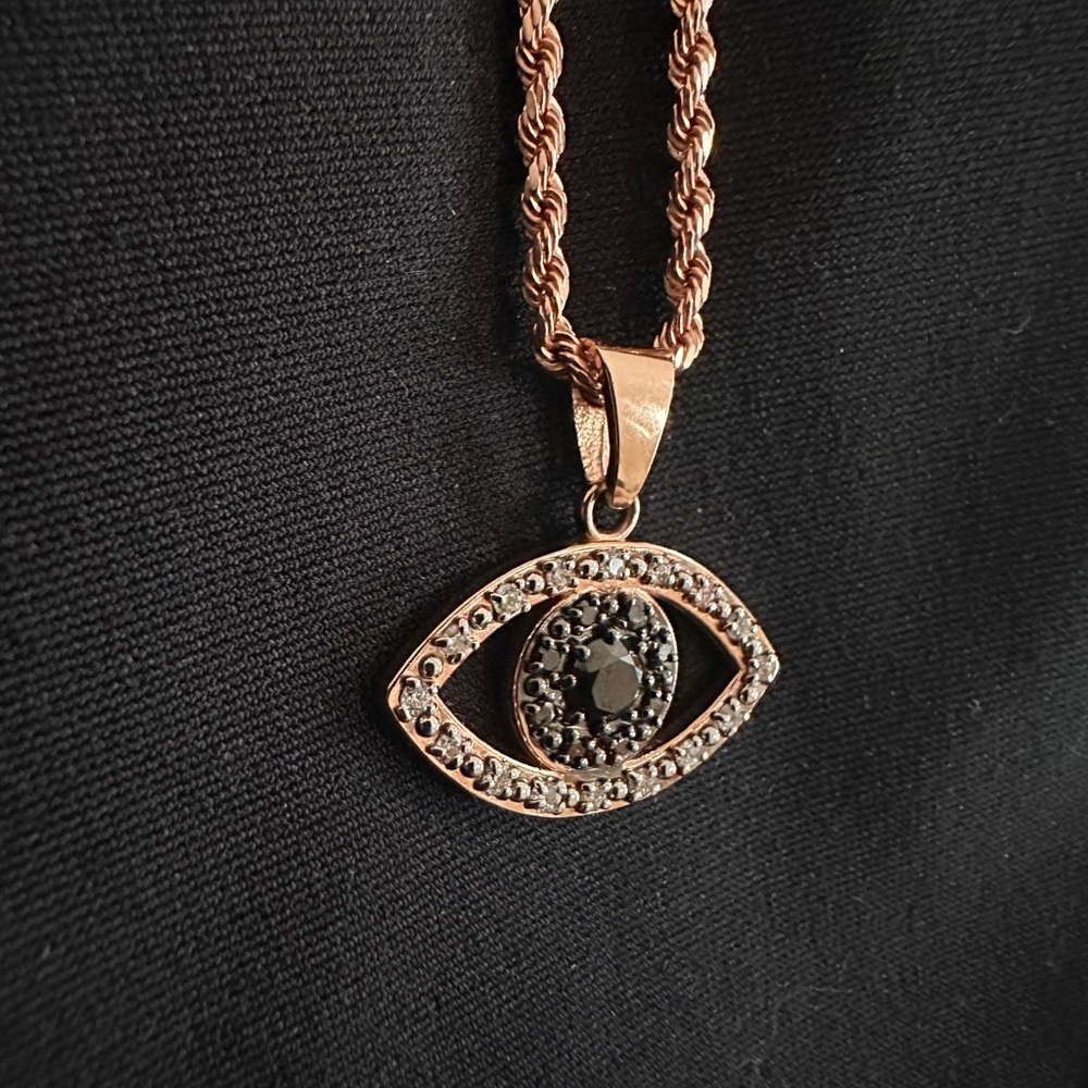 SOLD!    14k Rose Gold & Diamond Evil Eye Protection  Pendant